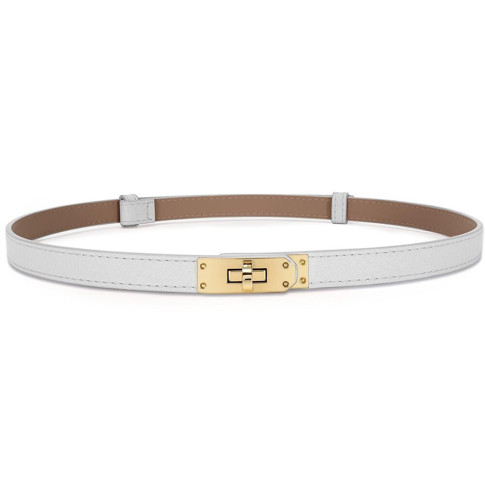 7633 Women Skinny Leather Belt With Turn-lock Buckle Adjustable Belt For Women